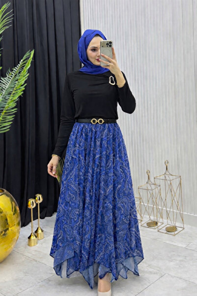 Nursay Ασύμμετρη φούστα με έθνικ σχέδιο και μπλούζα Sandy σετ