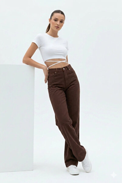 WODDİ Emilia Γυναικεία Palazzo Jeans Lycra Σούπερ Ψηλόμεσο Χαλαρό Άνετο Τζιν ...
