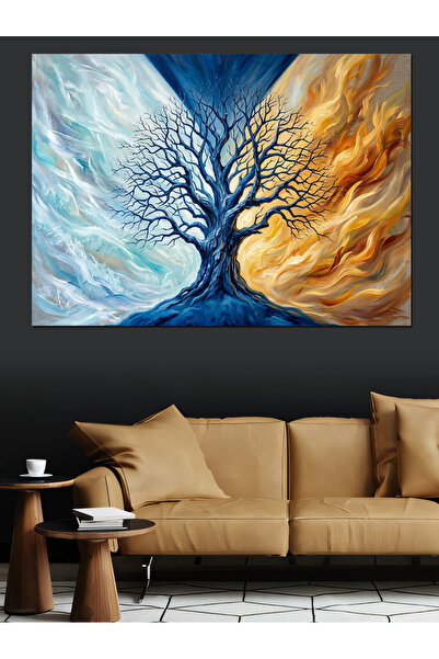 Artmeg Pânză decorativă cu design Arborele Vieții în culori contrastante - Ta...