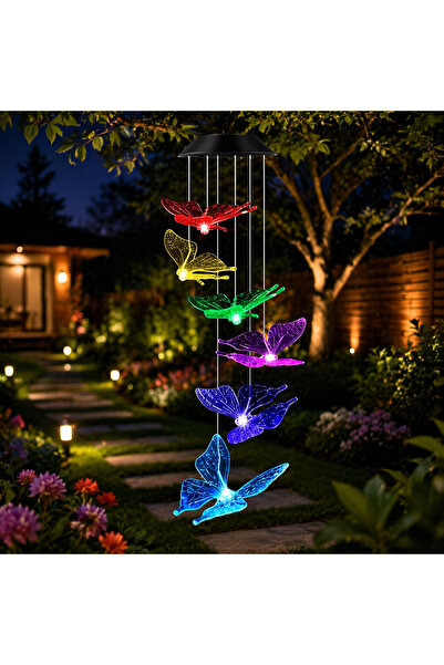 OEM Σετ 2 ηλιακών φωτιστικών LED με ανεμόκουδους και 6 διακοσμητικά πεταλούδε...