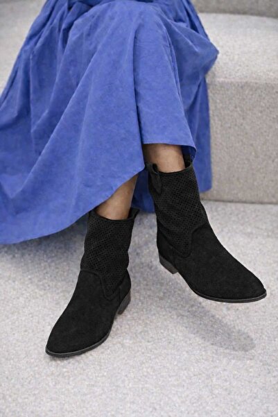 POTEEN Gobi Women's Suede Short Heel Perforated Laser Cut Fashion Summer Boot...