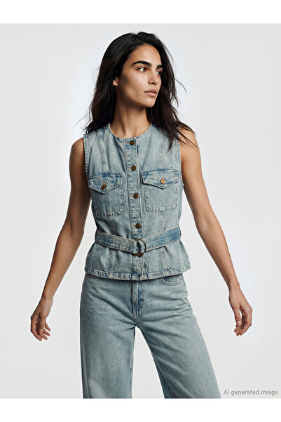 LC Waikiki Esvab • Modern & Distinctive Zero Roba Collar Belted Women's Jean ...