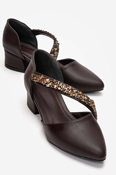 CCWAY AYAKKABI Γυναικεία πέτρινα πέδιλα με παπιγιόν και τακούνι, ΚΑΦΕ ΔΕΡΜΑΤΙΝΑ