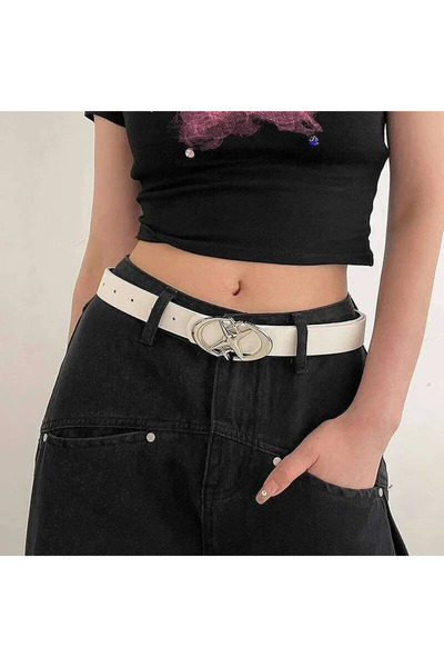 Aksabeltchokers 3.cm Beyaz renk y2 tarzı şık kadın kemeri