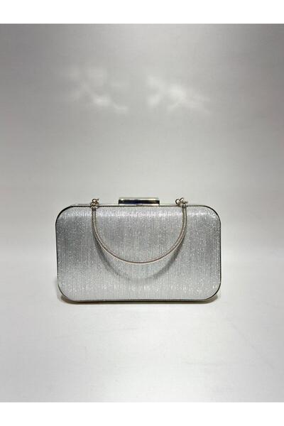 womenacs Silver Color Laser Fabric Evening Dress Portfolio Clutch Women's Han...