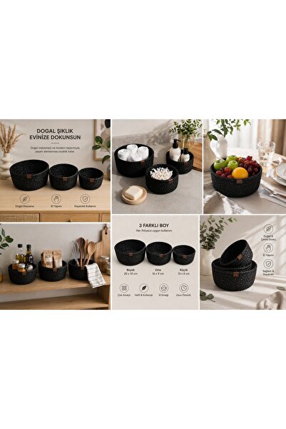 yek home tekstil evinizin her yerinde Jüt Süple 3lü Set
