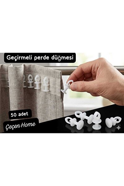 ÇEÇEN HOME 50 adet geçirmeli perde düğmesiYıkamaya Dayanıklı" ve "Kırılmaz Es...