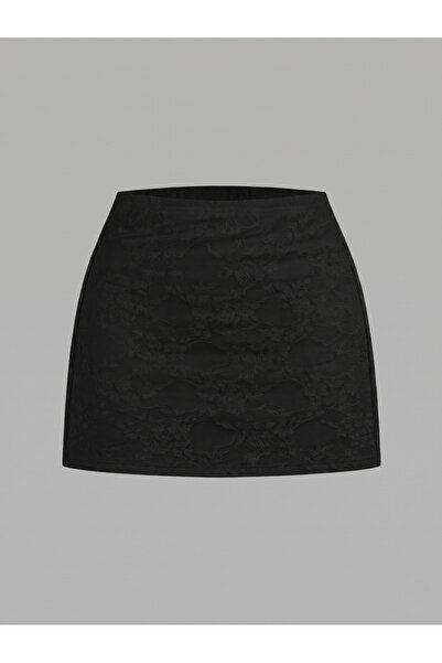 SLAW REZZ Γυναικεία Μίνι Φούστα Μαύρη Δαντέλα Astalır Μίνι Φούστα