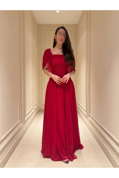 ALANOOD Luxury Red Shiny Evening Dress