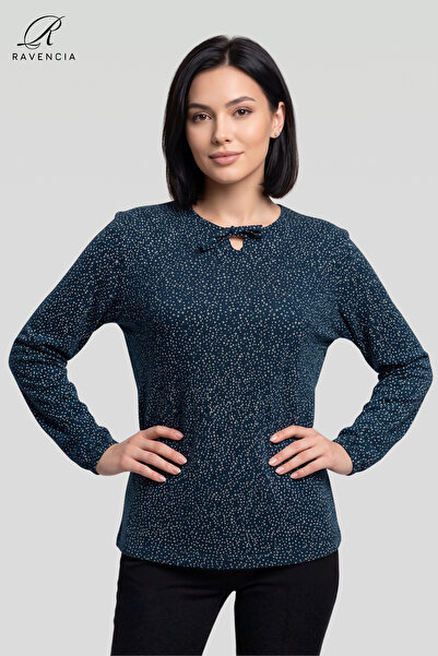 Ravencia Μπλούζα από βαμβακερό χτενισμένο ύφασμα με σχέδιο αστεριών, λεπτομέρ...