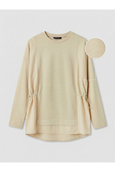 LC Waikiki Nevavm Farkıyla Lcw Modest Beige Gathered Soft Touch Women's Sweat...