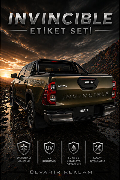 Cevahir Reklam Toyota INVINCIBLE Hilux Sticker Etiket Seti