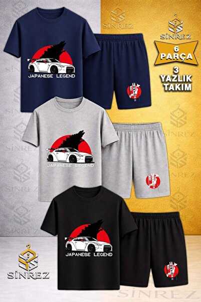 SİNREZ Tricou pentru copii CAR TOKYO BYZ JAPENES TEXT imprimat cu gâtul rotun...