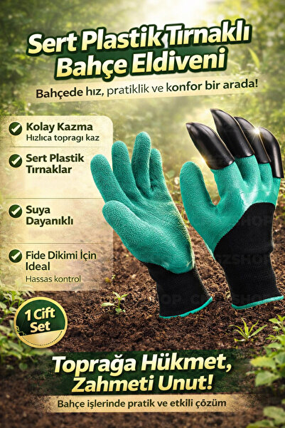 CNGZSHOP Tırnaklı Bahçe Eldiveni | Sert Plastik Tırnaklı Fide Dikme Eldiveni ...