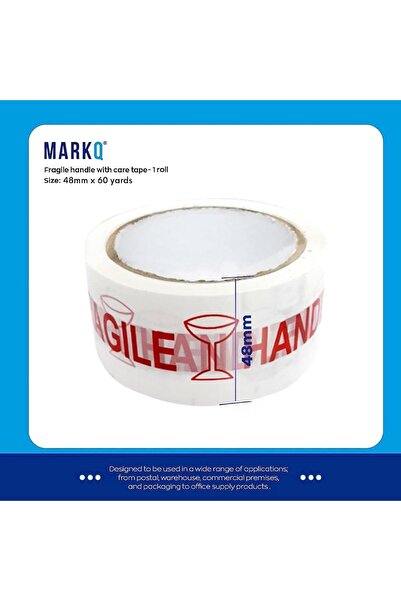MARKQ Fragile Printed Tape, 48mm x 60 Yards, Heavy-Duty, for Packaging & Ship...