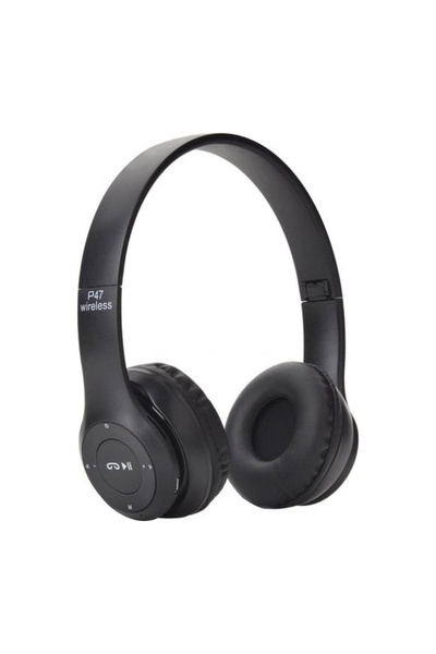 BUKREM STORE p47-bluetooth-destekli-siyah-edr-sd-50-ustu-kulaklik-kart-kulak