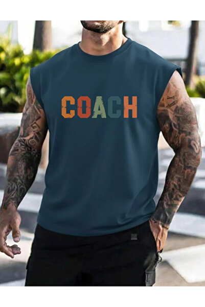 SUNFREE Ανδρικό μπλουζάκι μεγάλου μεγέθους με στάμπα COACH