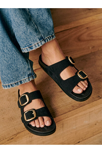 Encool Γυναικείες μαύρες παντόφλες με διπλή πόρπη – Καθημερινά άνετα σανδάλια...
