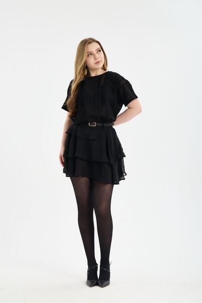 sumoda Γυναικεία καλοκαιρινή φούστα από σιφόν με βολάν και σορτς