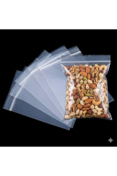 Dekals 50 Adet 10x12 Şeffaf Kilitli Poşet Kına Kuruyemiş Hediye Poşeti