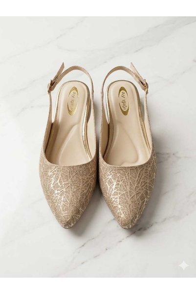 MG Women's Shiny Patterned Slingback Ballerina Shoes Pointed Toe Casual & Stylish Shoes