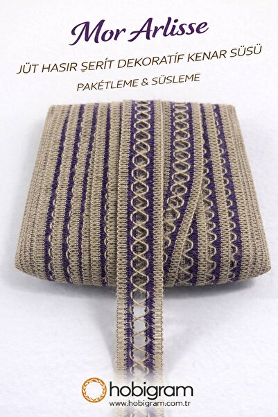 Hobigram Διακοσμητική κορδέλα από άχυρο γιούτας Mor Arlisse, στολίδι συσκευασ...