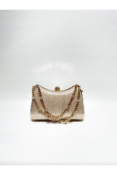 womenacs Βραδινό φόρεμα από ύφασμα λέιζερ σε χρώμα ροζ πούδρα, με λουράκι αλυ...