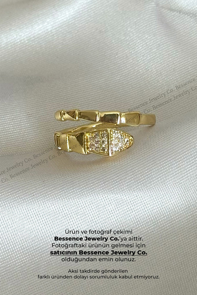 Bessence Jewelry Co 14K Gold VIP Sarmal Yılan Model Zirkon Taşlı Ayarlanabili...