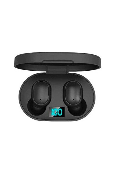BUKREM STORE bluetooth-50-sarj-kulaklik-ici-siyah-kulak-e6s-gostergeli