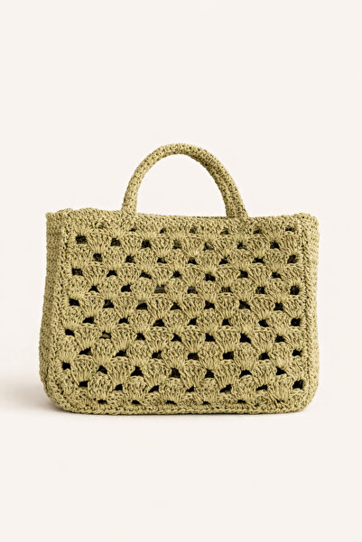 Selay Accessory 100% Handmade Knitted Bag – Natural Tone Minimalist Women's H...