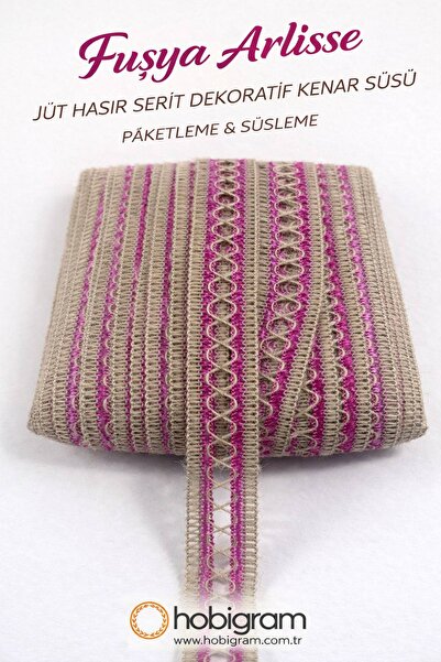 Hobigram Φούξια Arlisse Ψάθινη κορδέλα από γιούτα Διακοσμητικό στολίδι για τη...