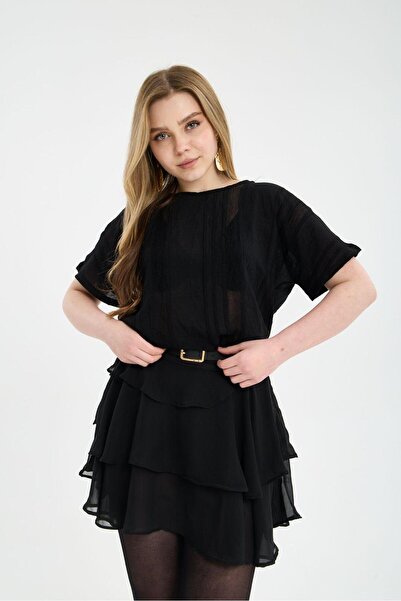 sumoda Γυναικείο σετ με καλοκαιρινή μπλούζα χωρίς πλάτη και σορτς από σιφόν μ...