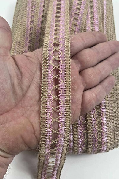 Hobigram Pink İsse Jute Straw Ribbon Decorative Ribbon 5 Meters Packaging Dec...