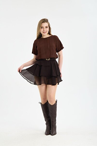 sumoda Γυναικείο σετ με καλοκαιρινή μπλούζα χωρίς πλάτη και σορτς από σιφόν μ...