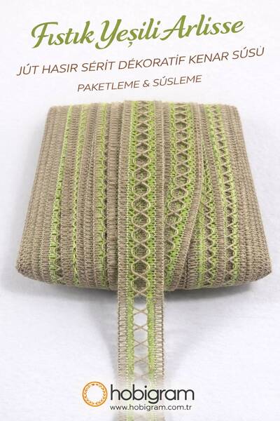 Hobigram Διακοσμητικό στολίδι από ψάθινη κορδέλα από γιούτα Arlisse σε πράσιν...