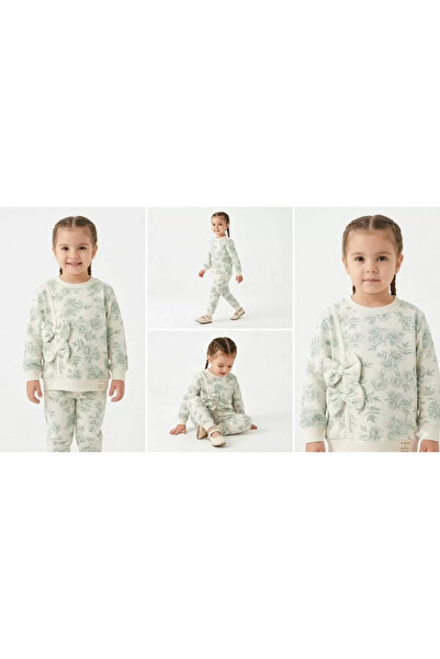 DMR Elegance 2-3-4-5 Years Old Double Bow Combed Cotton Children's Set