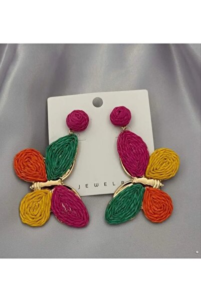Handmade Rengarenk yaz küpeleri cok renkli şık tasarım model kadın küpe