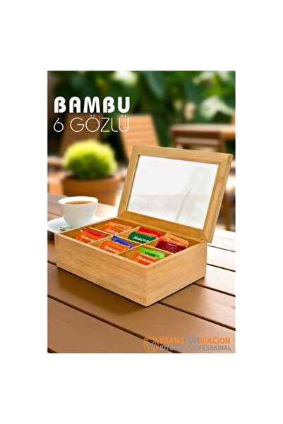 ModaCar Poşet Çay Kutusu Ahşap Sallama Çay Organizer Kahve Şeker Aksesuar Kut...