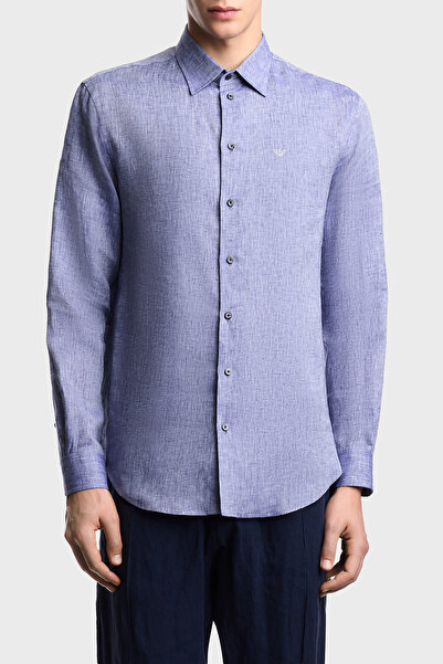 Emporio Armani % 100 Keten Regular Fit Klasik Yaka Uzun Kollu Gömlek Erkek GÖ...