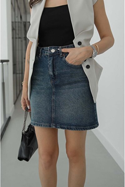 Havoş Σκούρο μπλε τζιν φούστα Basco