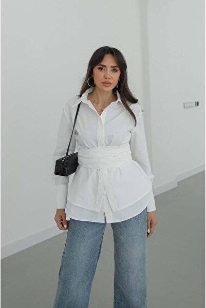 Havoş Λευκό πουκάμισο με ζώνη που τυλίγεται περί το σώμα