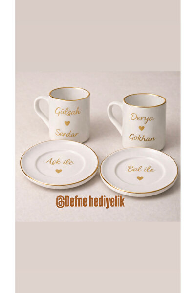Defne Hediyelik Damat fincanı,1 Adet gold fincan