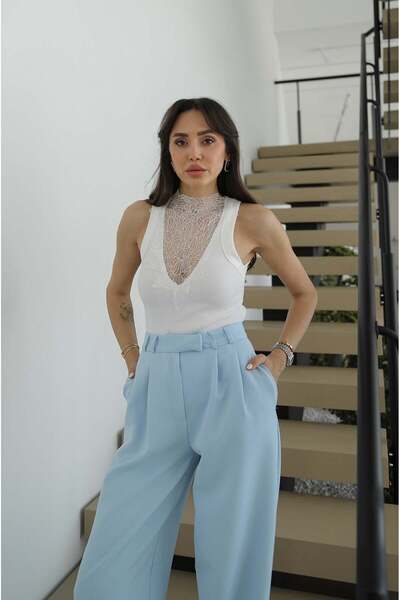 Havoş Εκρού Δαντελωτό Αθλητικό Τοπ Διπλής Όψης