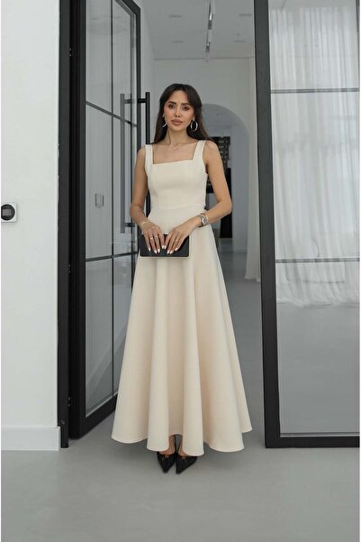 Havoş Μπεζ φόρεμα Purity με λεπτομέρεια δεσίματος στην πλάτη