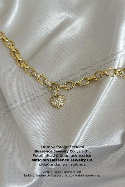 Bessence Jewelry Co Xuping 14K Gold Zarif Kalp Charmlı Halka Model Çelik Bile...