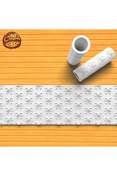 Cookypies Hamur Şekillendirici Merdane Rulo, Fiyonk Desenli 10 Cm ( İç Dolgu )