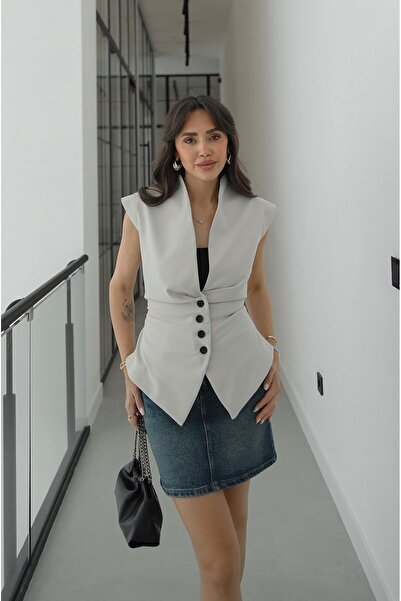 Havoş Ανοιχτό γκρι γιλέκο Luzern με δέσιμο στην πλάτη