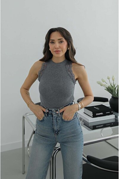 Havoş Gray Lace Knitwear Athlete