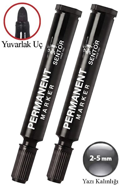 Artlantis Siyah Permanent Markör Kalem Yuvarlak Uç 2 Adet Sentör Kalıcı Marke...