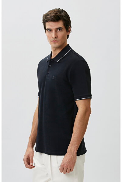 Network Lacivert Polo Yaka Patı Renkli T-shirt
